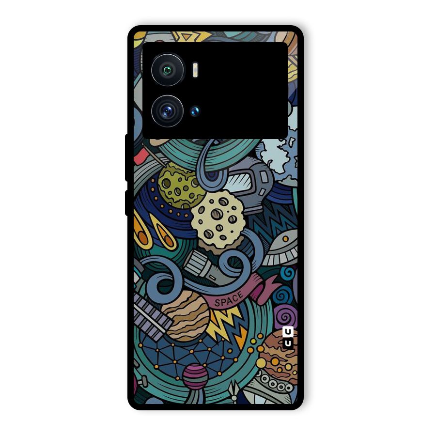 Space Pattern Blue Glass Back Case for Vivo iQOO 9 Pro