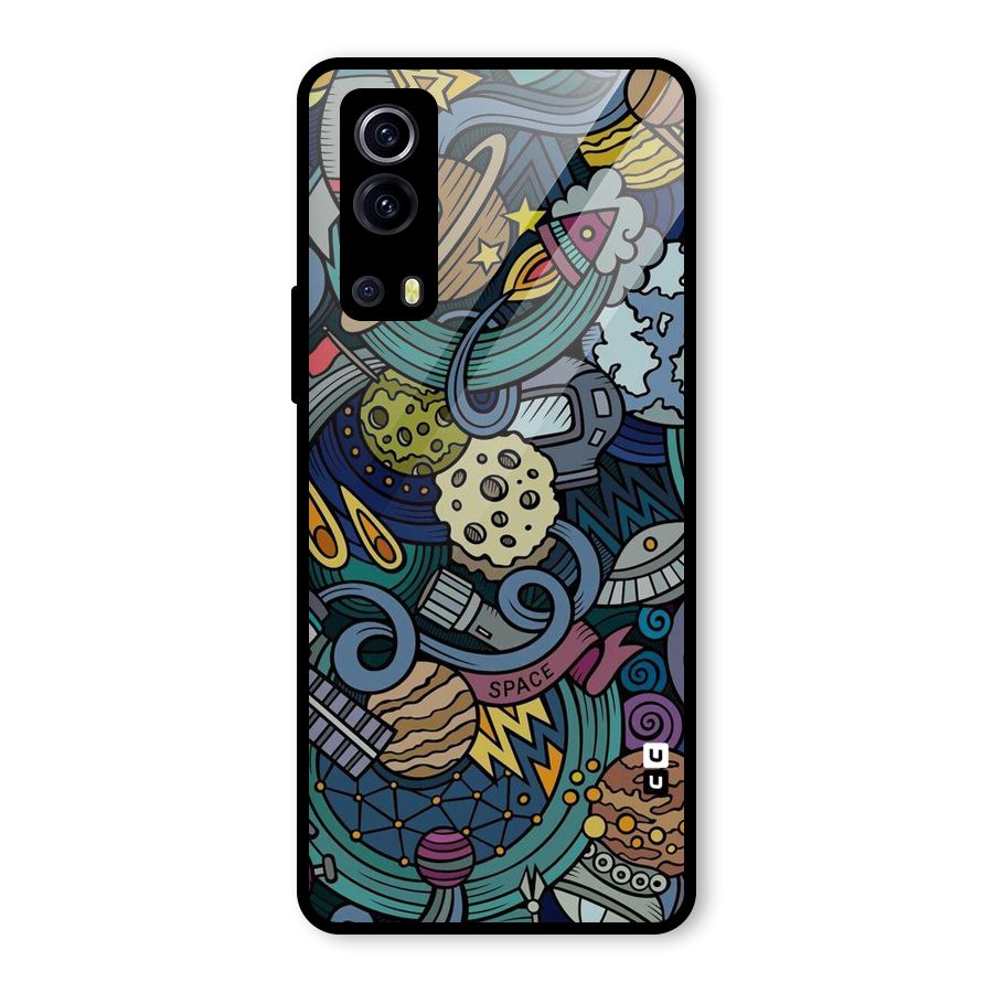 Space Pattern Blue Glass Back Case for Vivo iQOO Z3