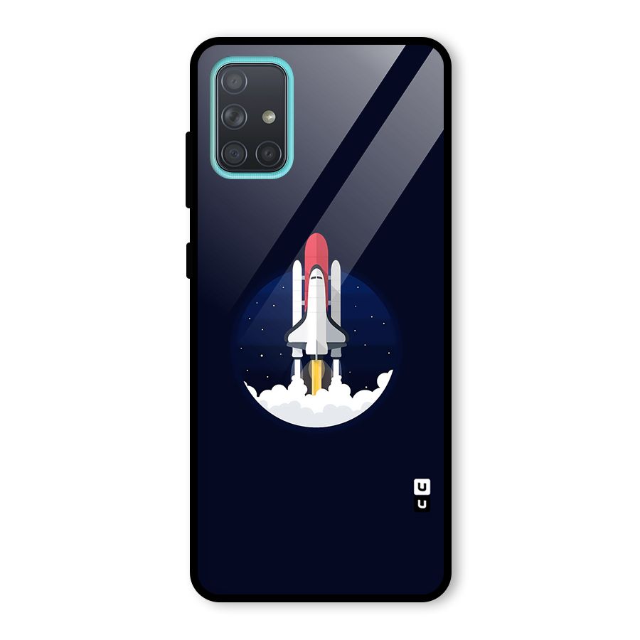 Space Rocket Minimal Glass Back Case for Galaxy A71