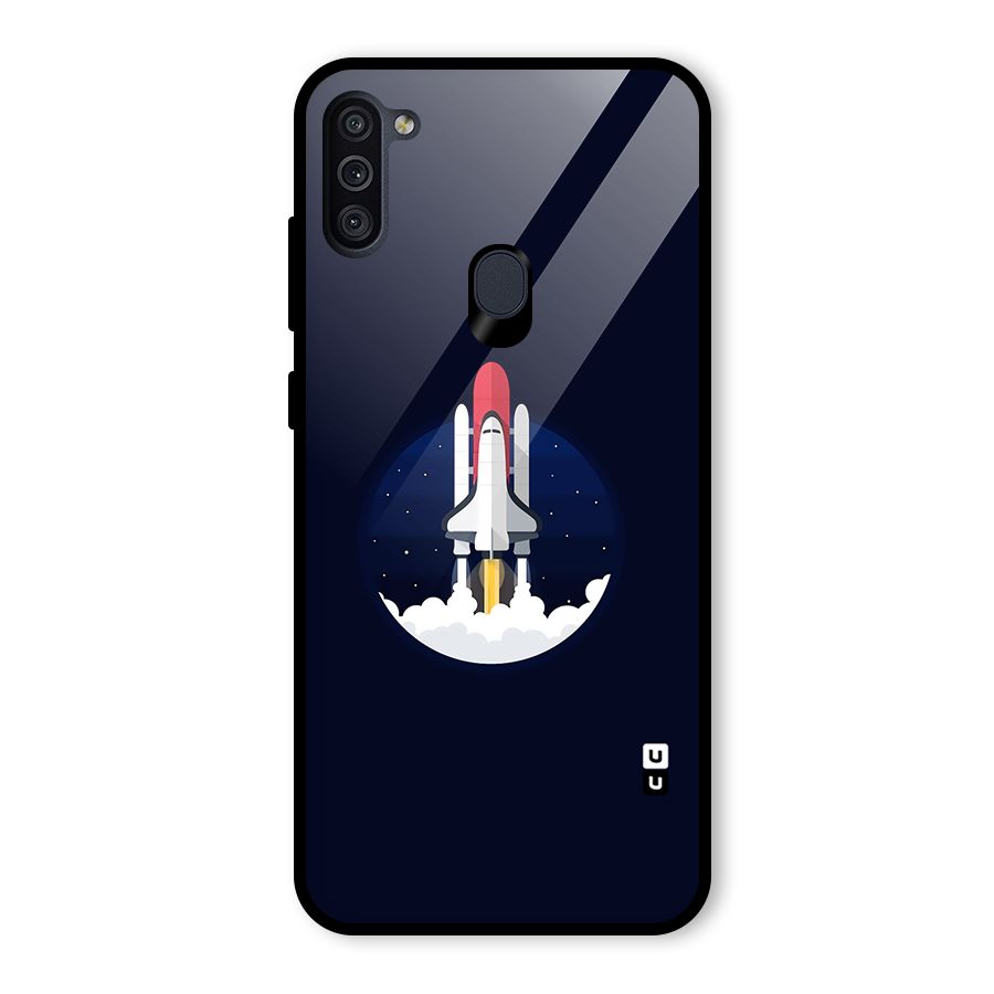 Space Rocket Minimal Glass Back Case for Galaxy M11