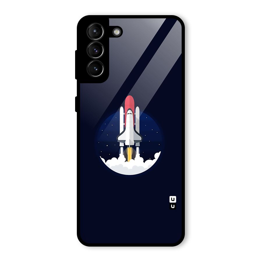 Space Rocket Minimal Glass Back Case for Galaxy S21 Plus