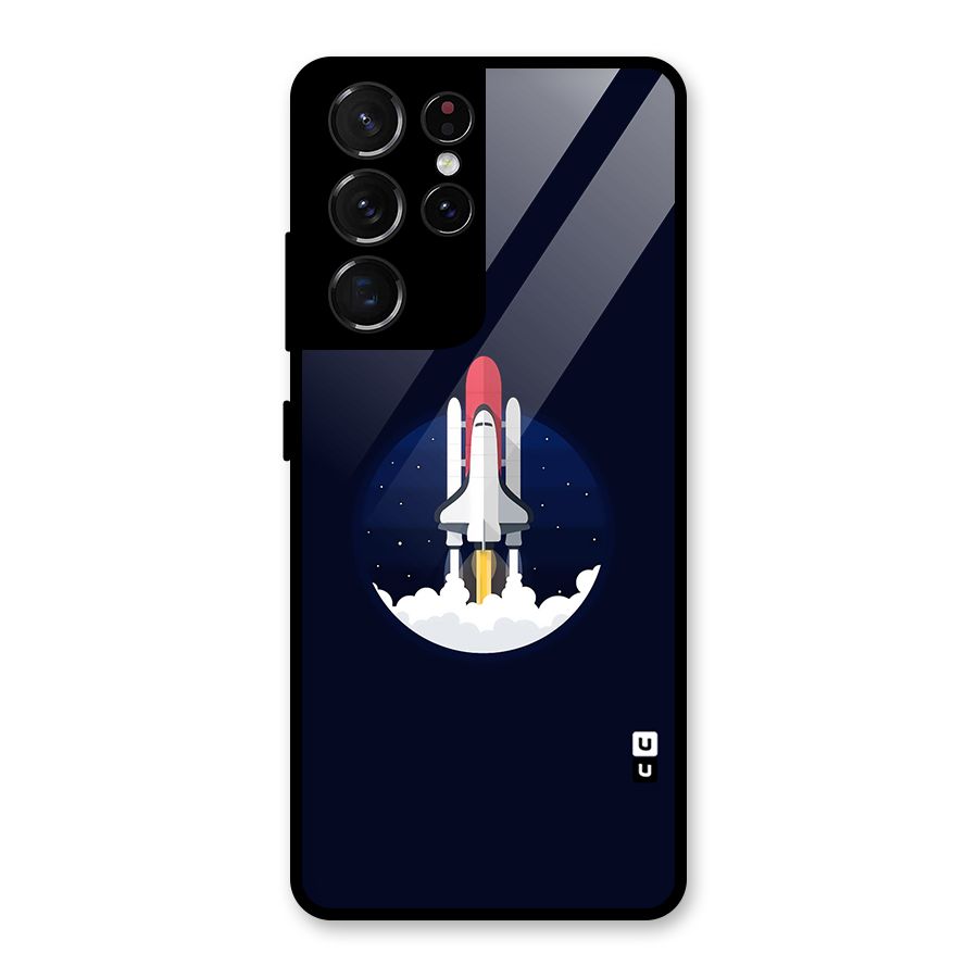 Space Rocket Minimal Glass Back Case for Galaxy S21 Ultra 5G