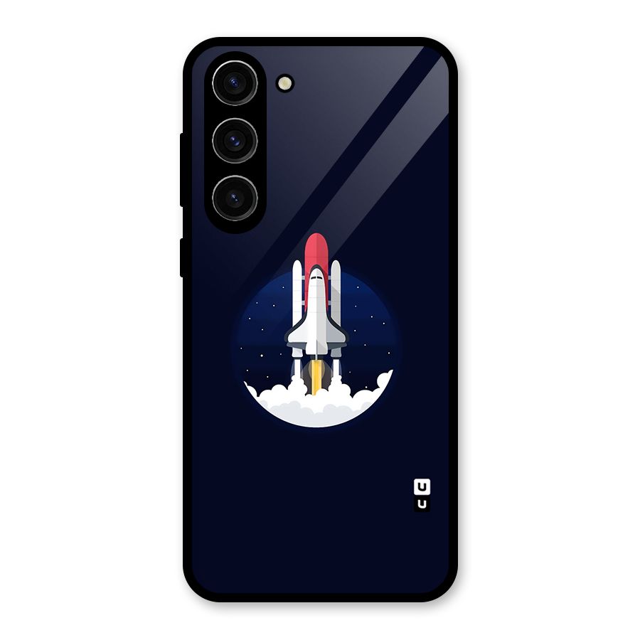 Space Rocket Minimal Glass Back Case for Galaxy S23 Plus