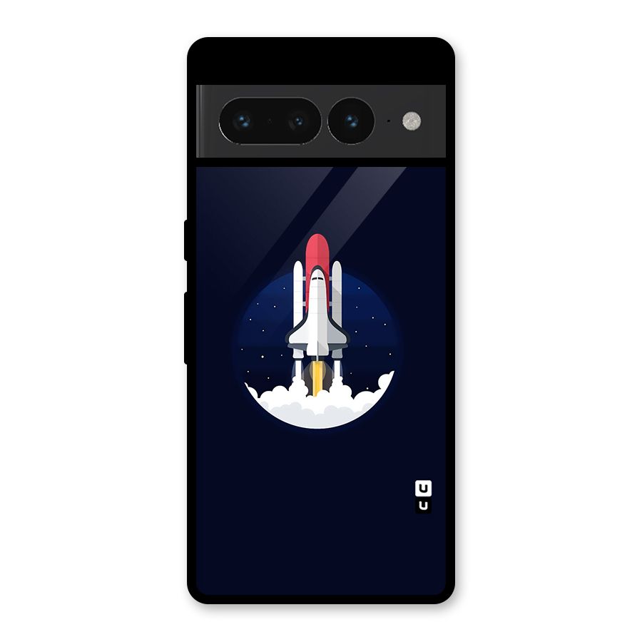 Space Rocket Minimal Glass Back Case for Google Pixel 7 Pro