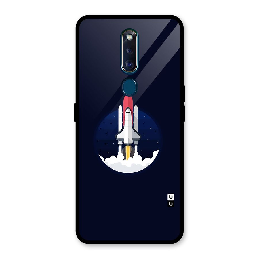 Space Rocket Minimal Glass Back Case for Oppo F11 Pro