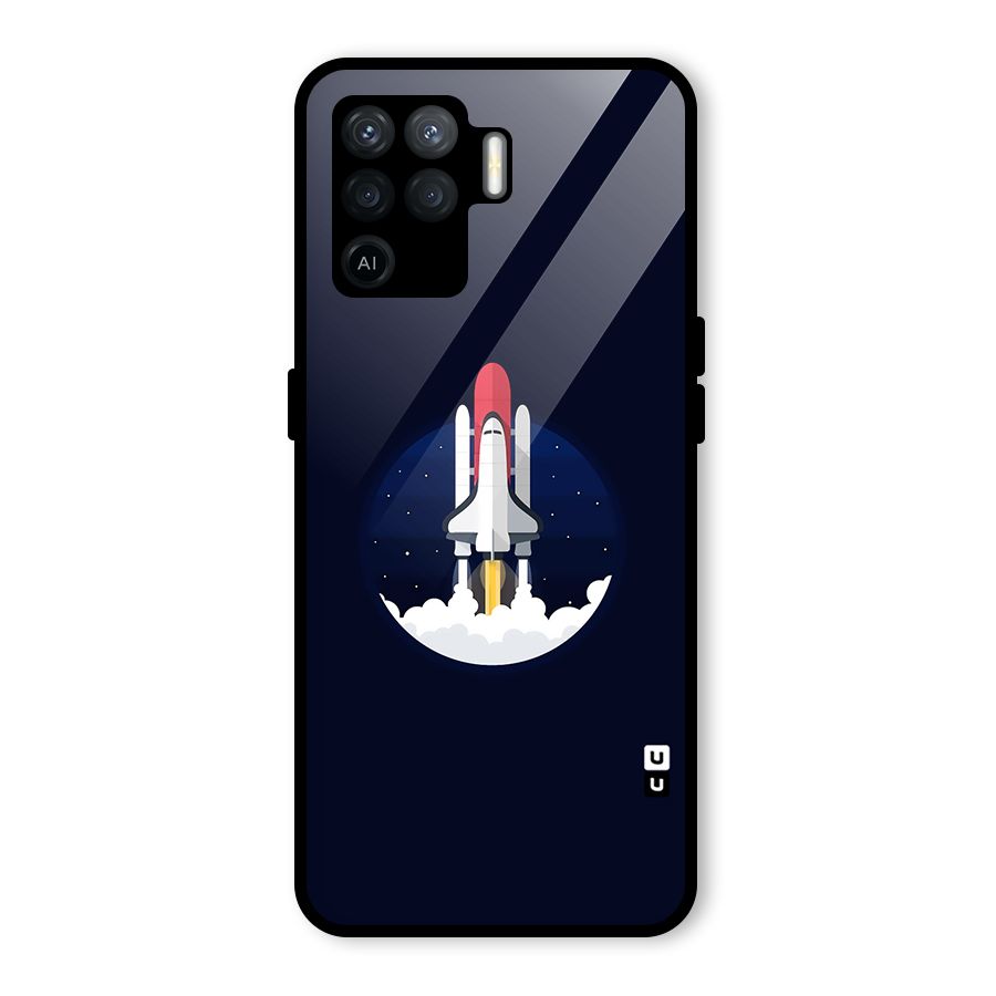 Space Rocket Minimal Glass Back Case for Oppo F19 Pro