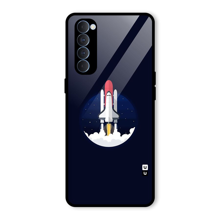 Space Rocket Minimal Glass Back Case for Oppo Reno4 Pro