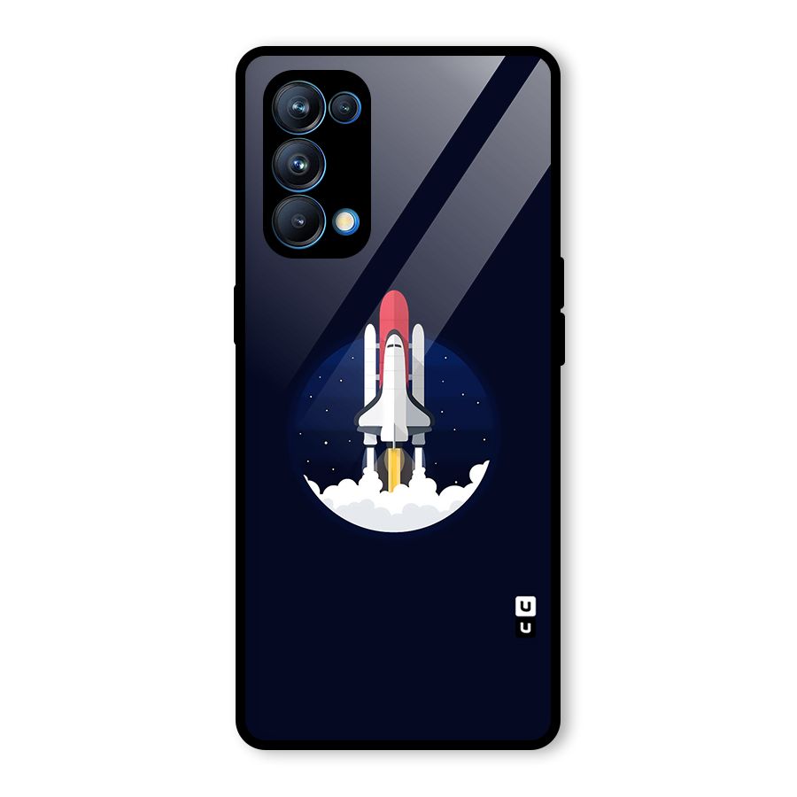 Space Rocket Minimal Glass Back Case for Oppo Reno5 Pro 5G
