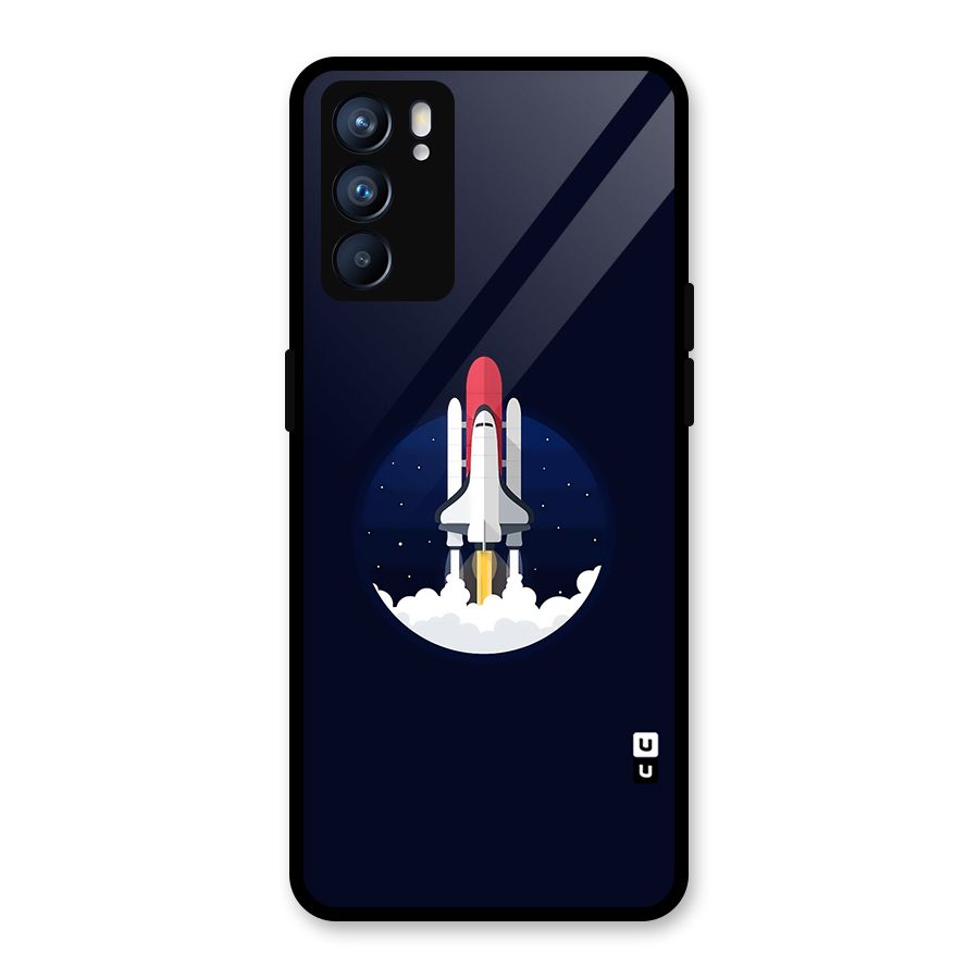 Space Rocket Minimal Glass Back Case for Oppo Reno6 5G