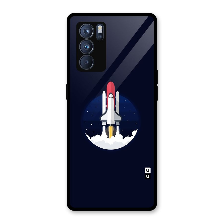 Space Rocket Minimal Glass Back Case for Oppo Reno6 Pro 5G