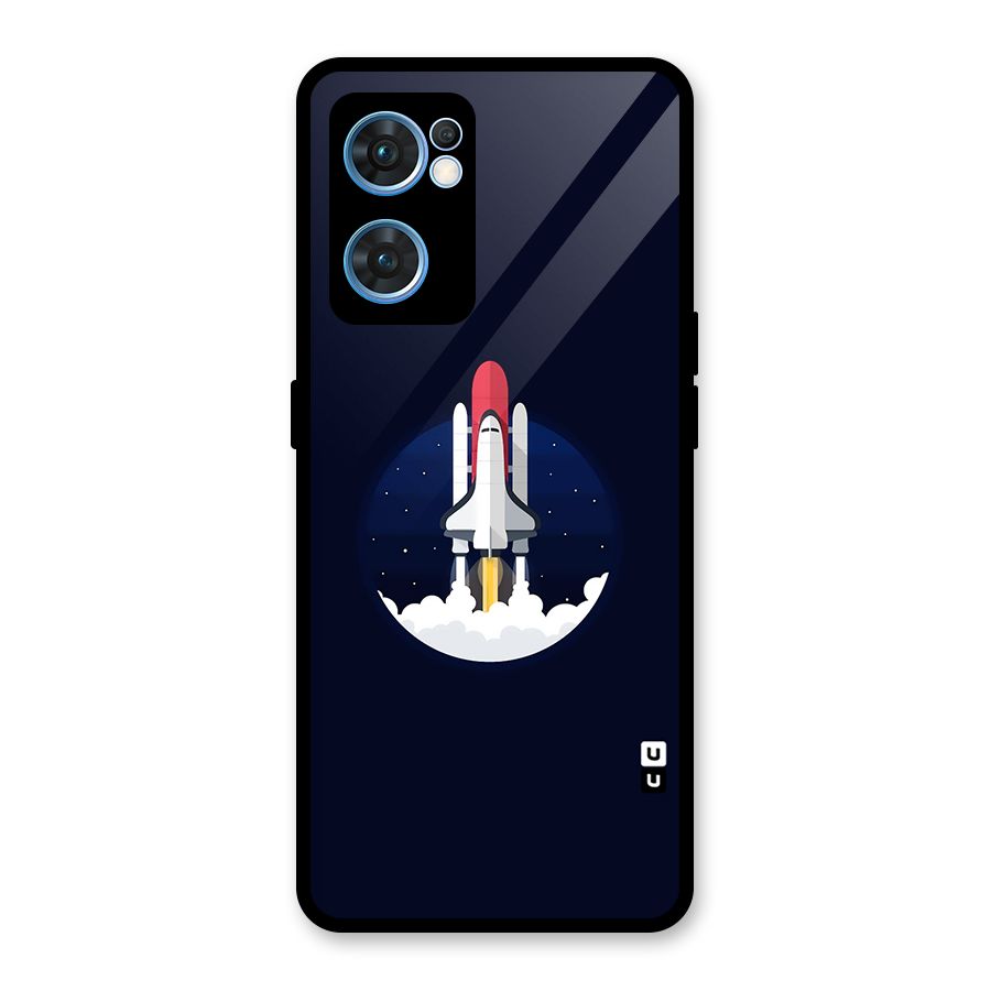 Space Rocket Minimal Glass Back Case for Oppo Reno7 5G