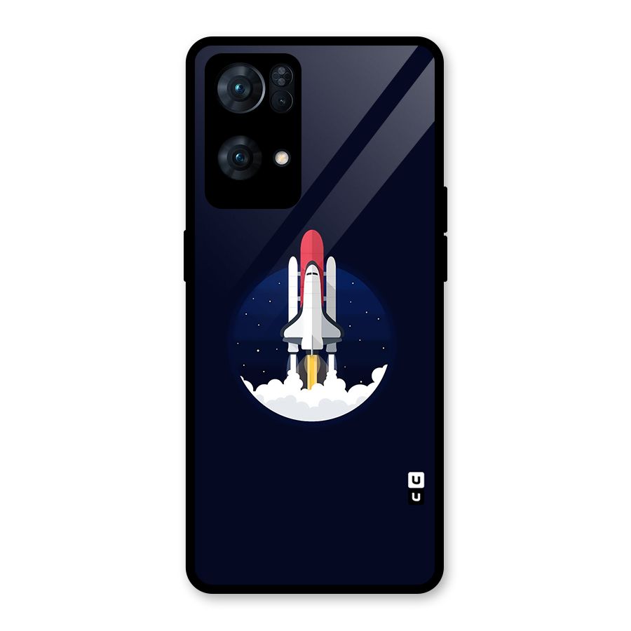 Space Rocket Minimal Glass Back Case for Oppo Reno7 Pro 5G