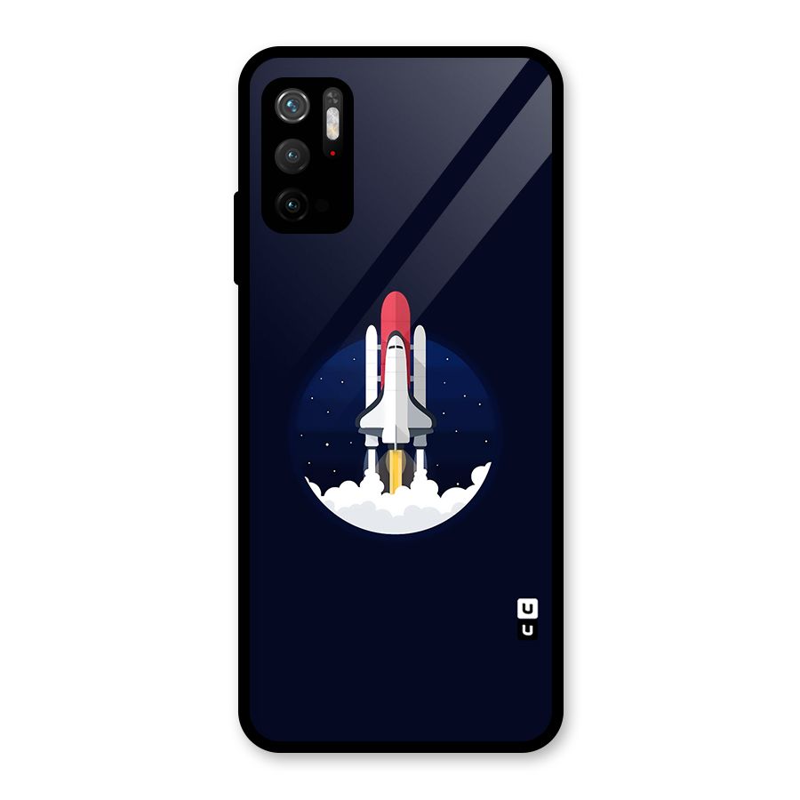 Space Rocket Minimal Glass Back Case for Poco M3 Pro 5G