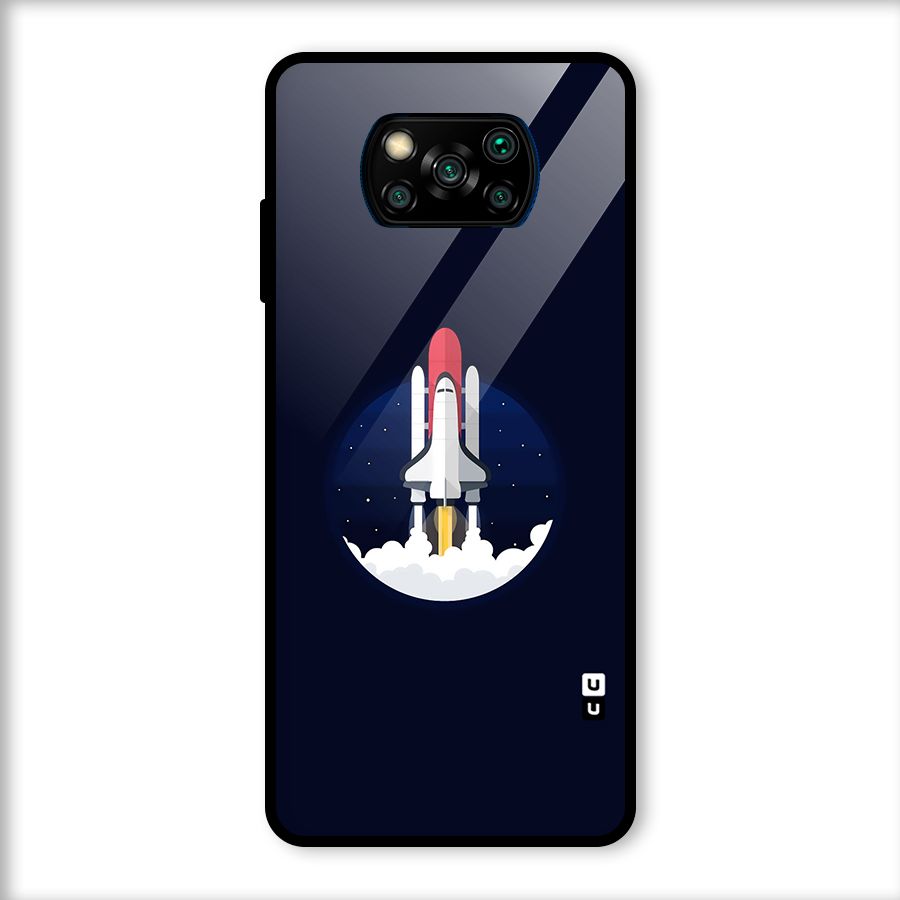 Space Rocket Minimal Glass Back Case for Poco X3
