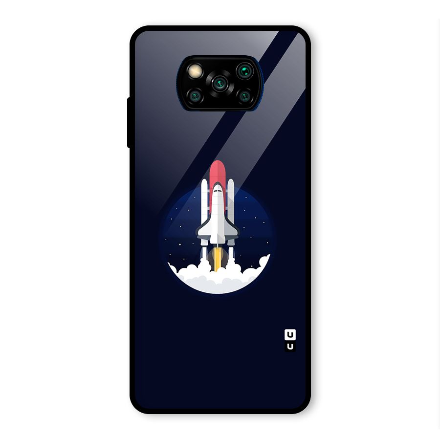 Space Rocket Minimal Glass Back Case for Poco X3 Pro