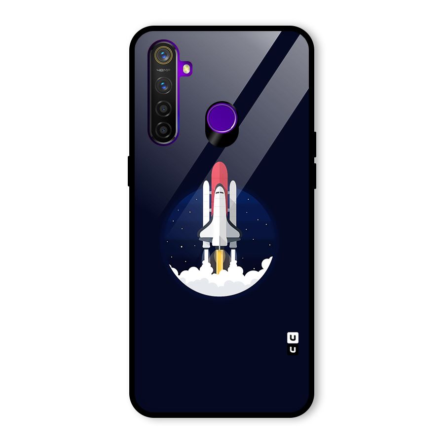 Space Rocket Minimal Glass Back Case for Realme 5 Pro