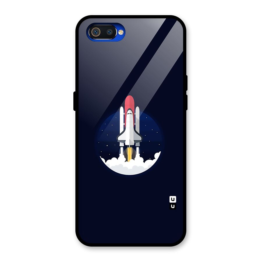 Space Rocket Minimal Glass Back Case for Realme C2