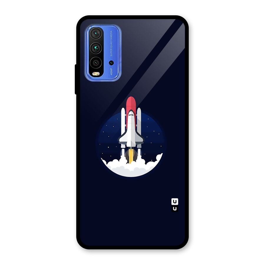 Space Rocket Minimal Glass Back Case for Redmi 9 Power