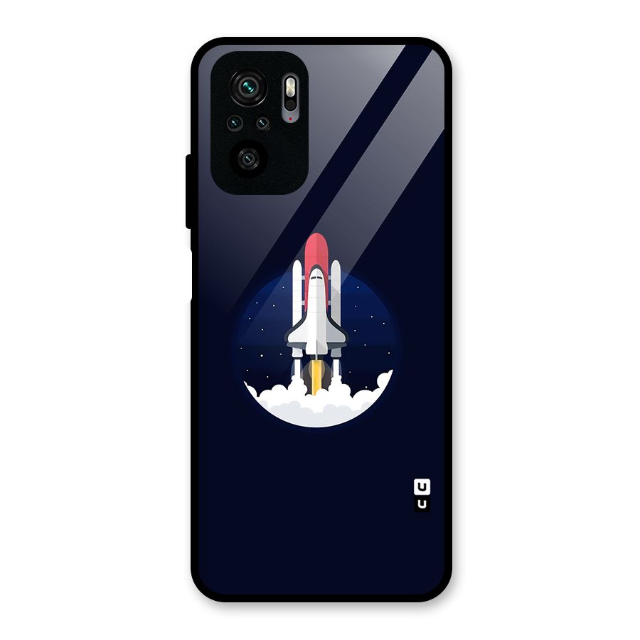 Space Rocket Minimal Glass Back Case for Redmi Note 10S