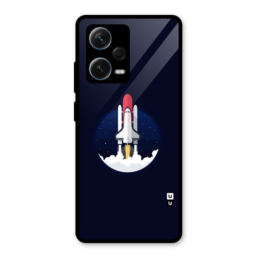 Space Rocket Minimal Glass Back Case for Redmi Note 12 Pro Plus 5G