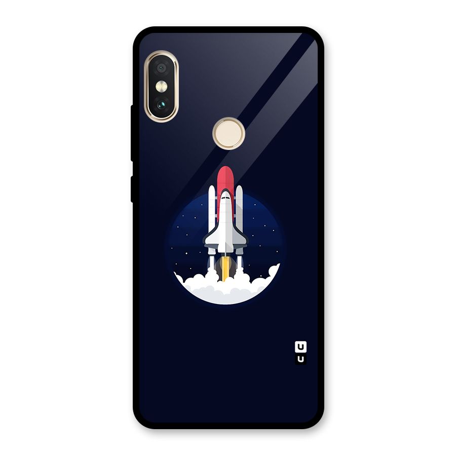 Space Rocket Minimal Glass Back Case for Redmi Note 5 Pro