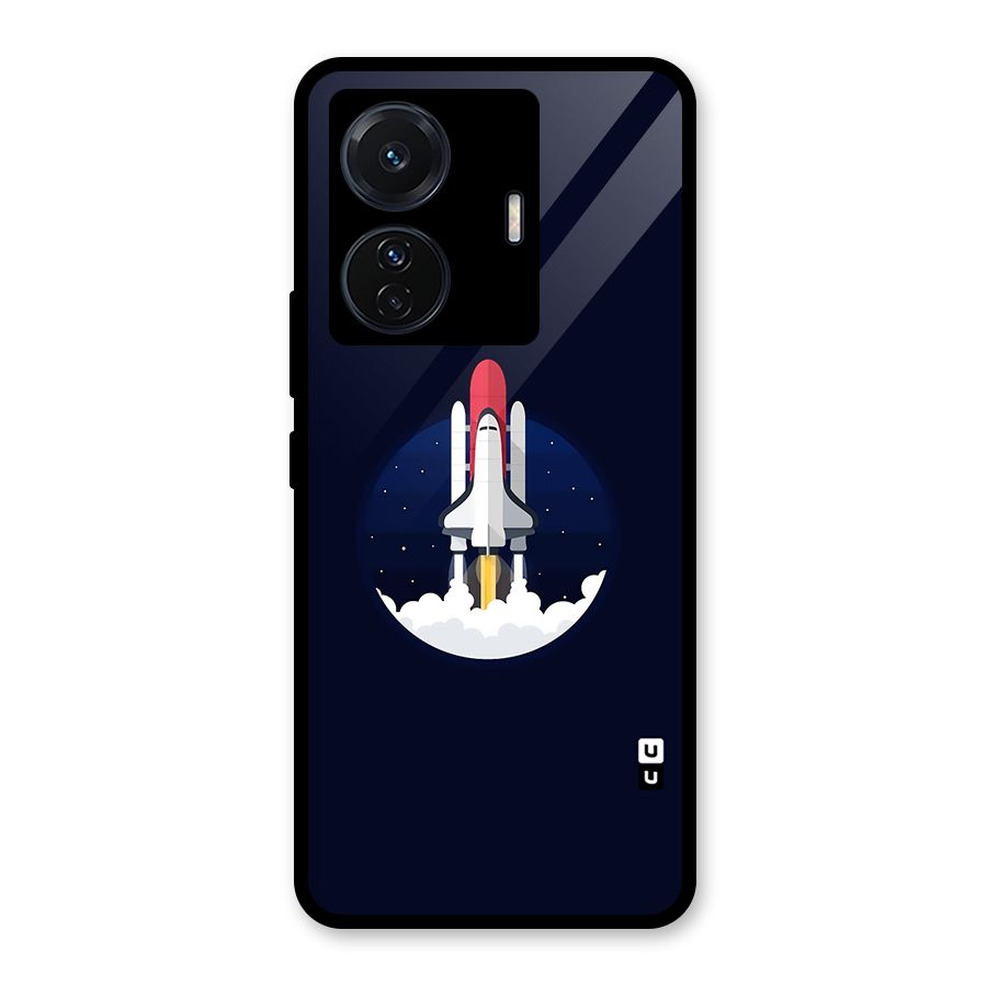 Space Rocket Minimal Glass Back Case for Vivo T1 Pro