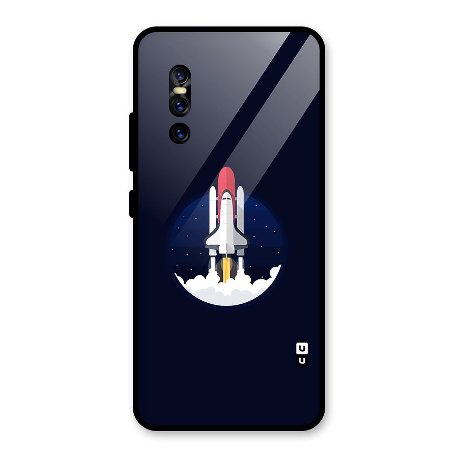 Space Rocket Minimal Glass Back Case for Vivo V15 Pro