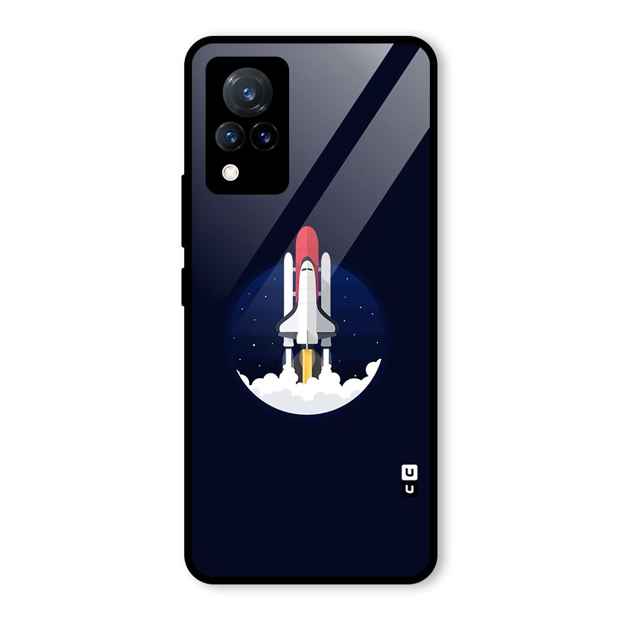 Space Rocket Minimal Glass Back Case for Vivo V21 5G
