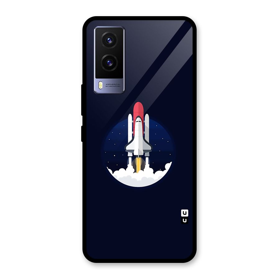 Space Rocket Minimal Glass Back Case for Vivo V21e 5G