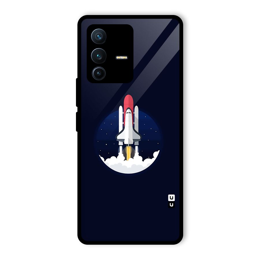 Space Rocket Minimal Glass Back Case for Vivo V23 Pro
