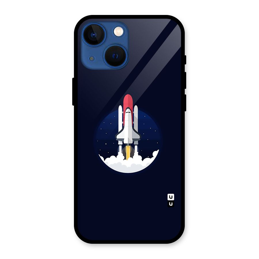 Space Rocket Minimal Glass Back Case for iPhone 13 Mini