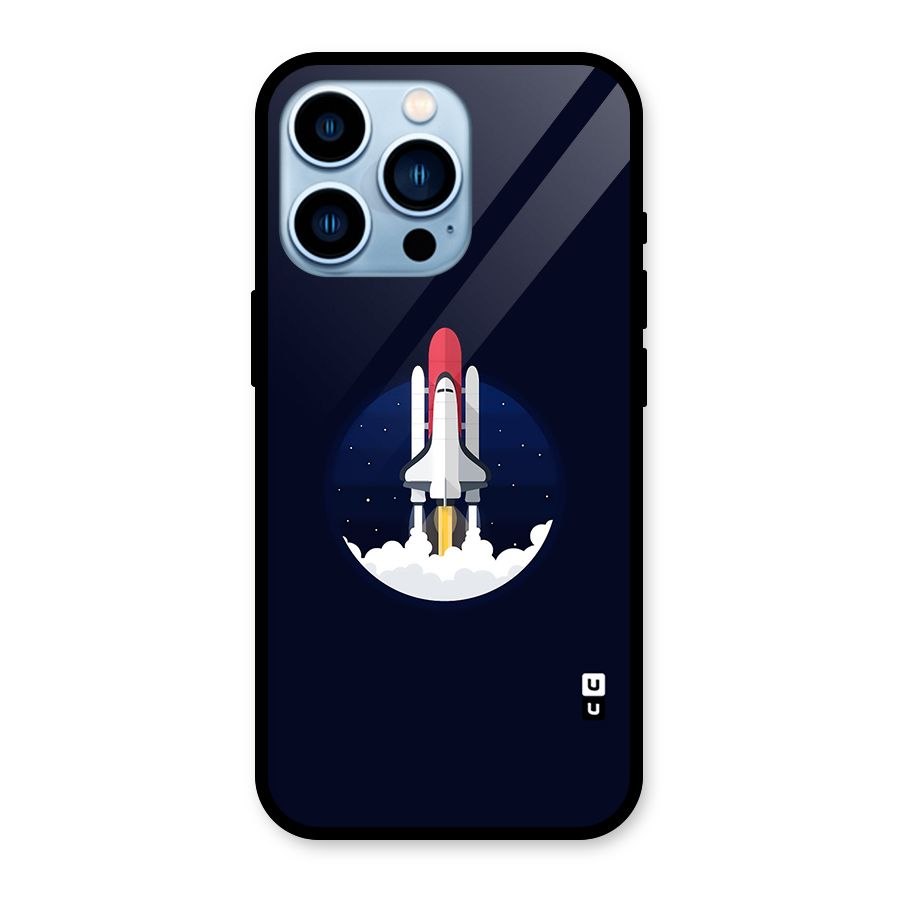 Space Rocket Minimal Glass Back Case for iPhone 13 Pro