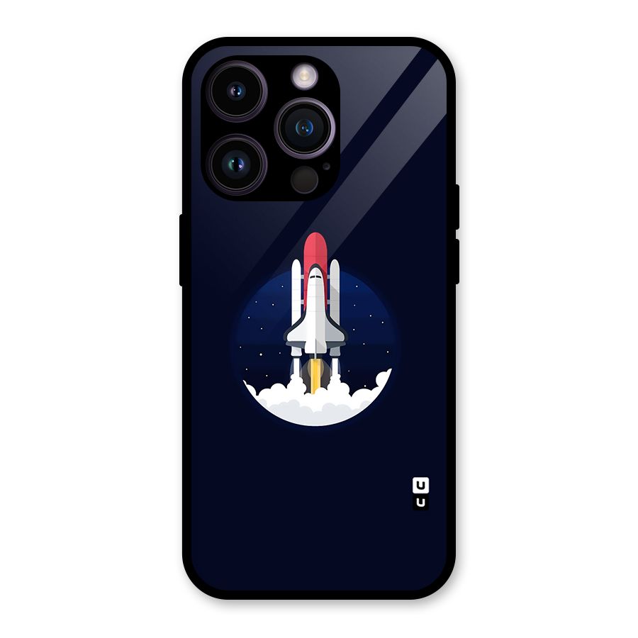 Space Rocket Minimal Glass Back Case for iPhone 14 Pro