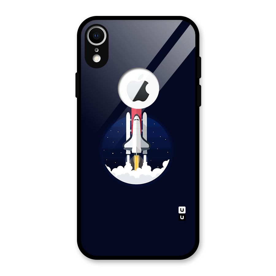 Space Rocket Minimal Glass Back Case for iPhone XR Logo Cut