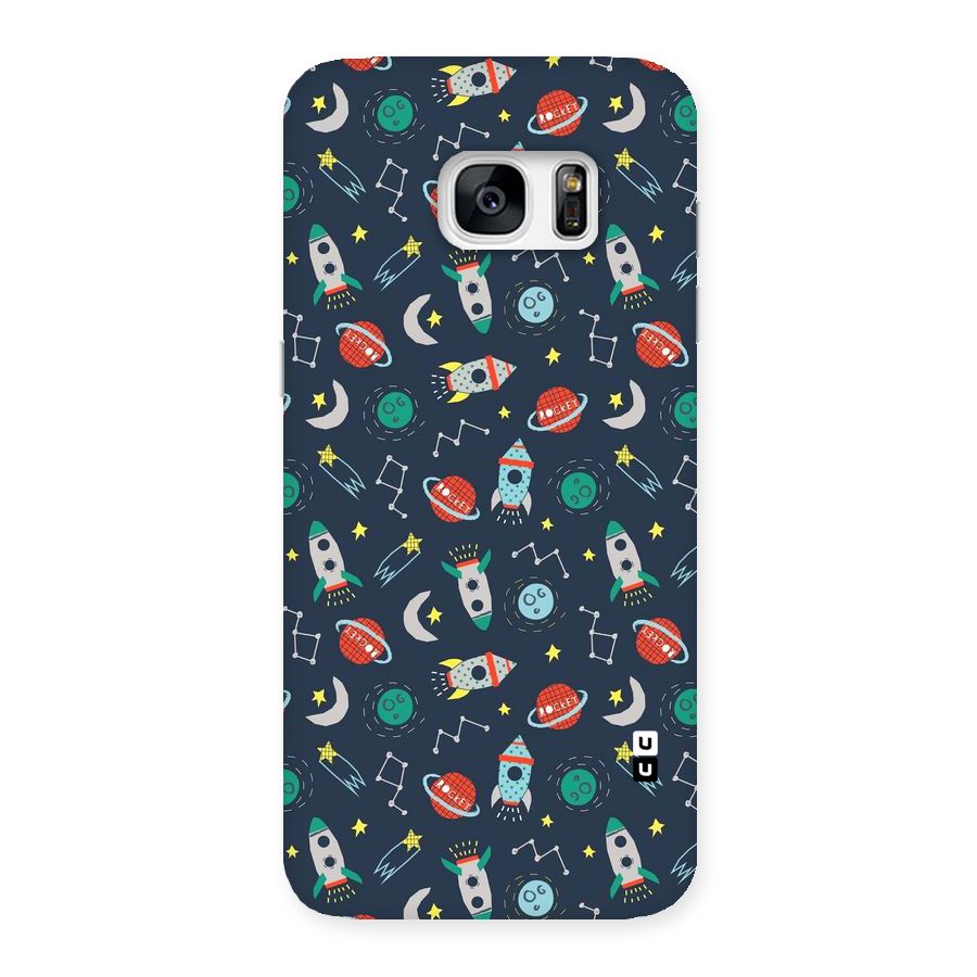 Space Rocket Pattern Back Case for Galaxy S7 Edge