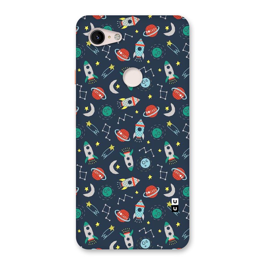 Space Rocket Pattern Back Case for Google Pixel 3 XL