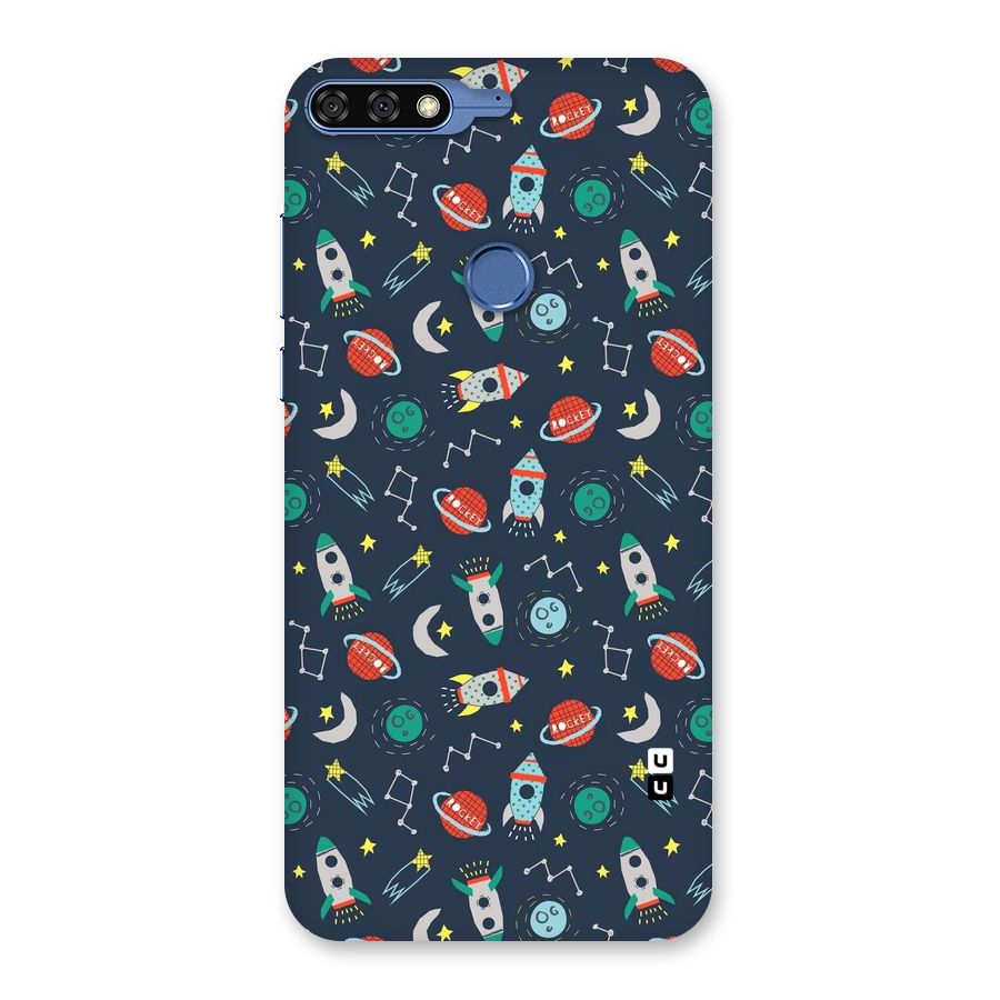 Space Rocket Pattern Back Case for Honor 7C