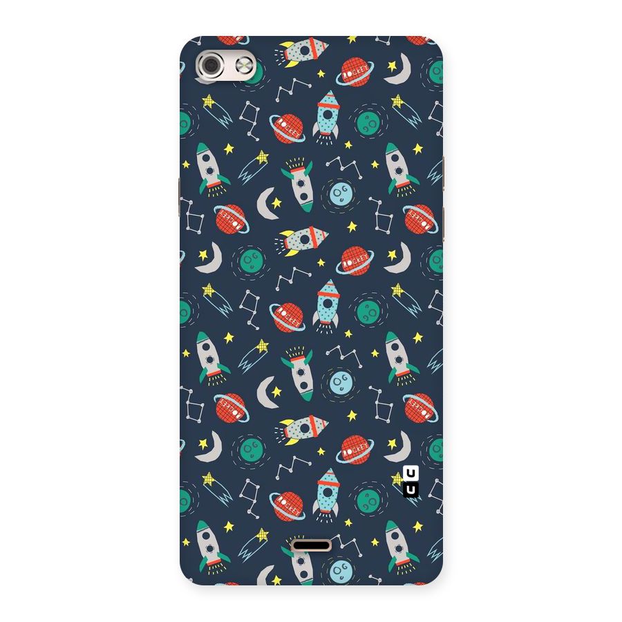 Space Rocket Pattern Back Case for Micromax Canvas Silver 5