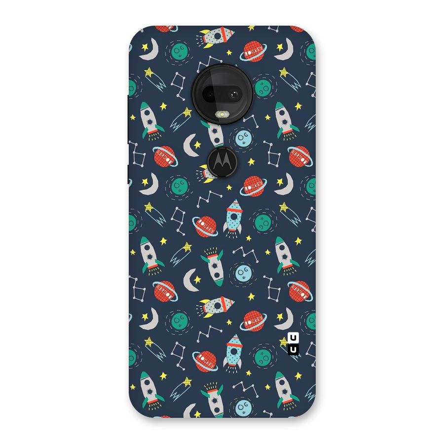 Space Rocket Pattern Back Case for Moto G7