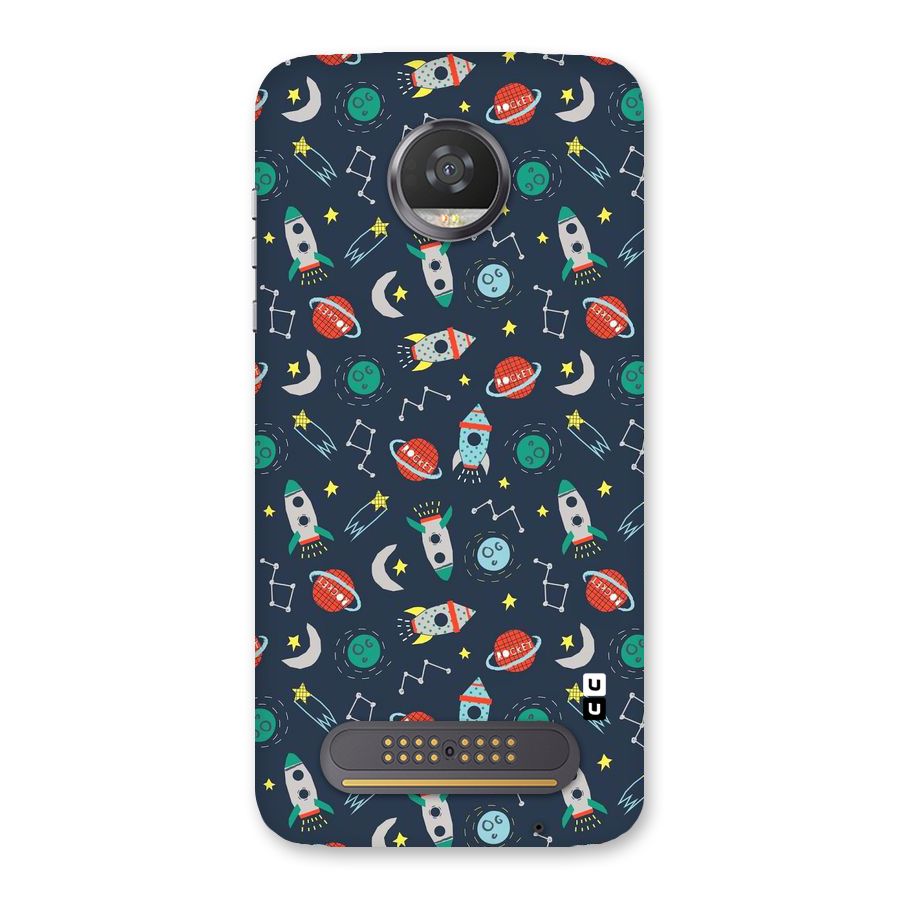 Space Rocket Pattern Back Case for Moto Z2 Play