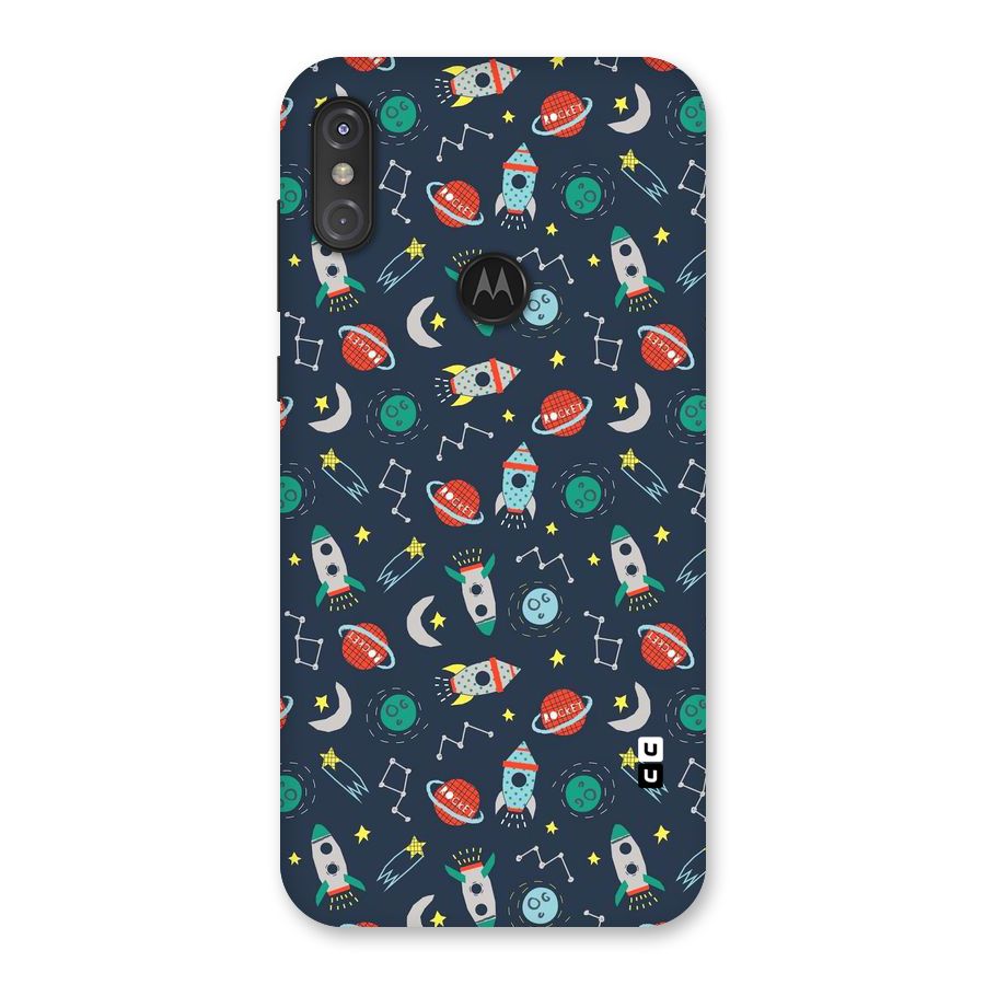 Space Rocket Pattern Back Case for Motorola One Power