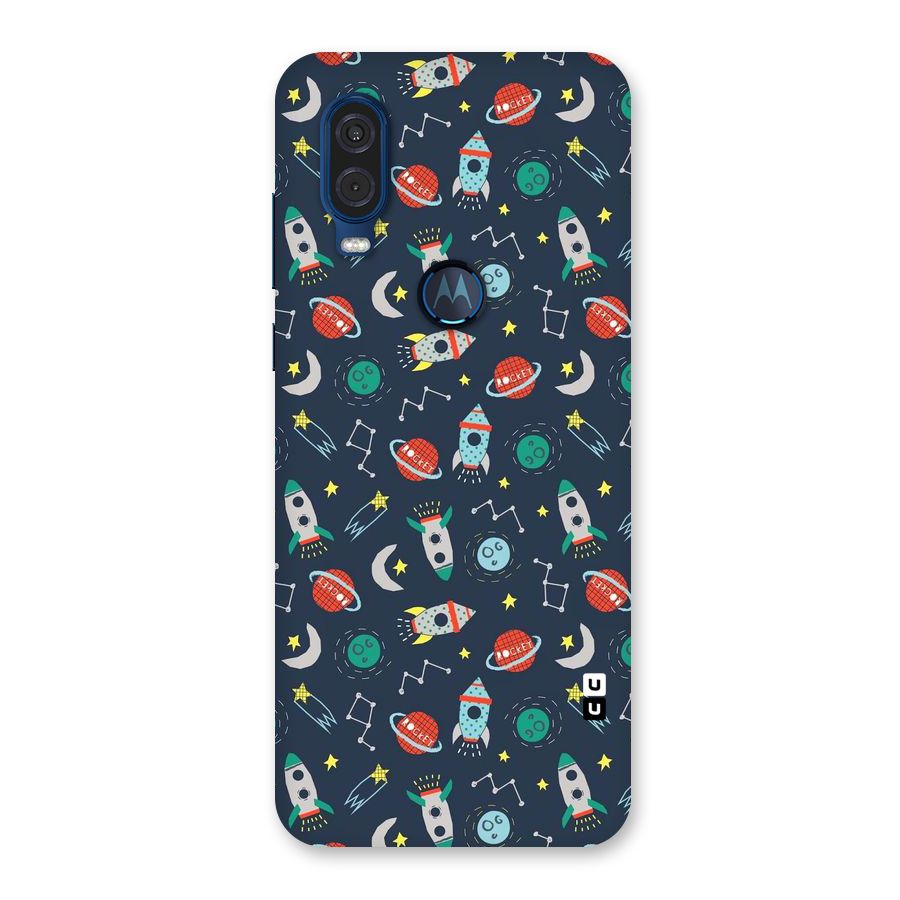 Space Rocket Pattern Back Case for Motorola One Vision