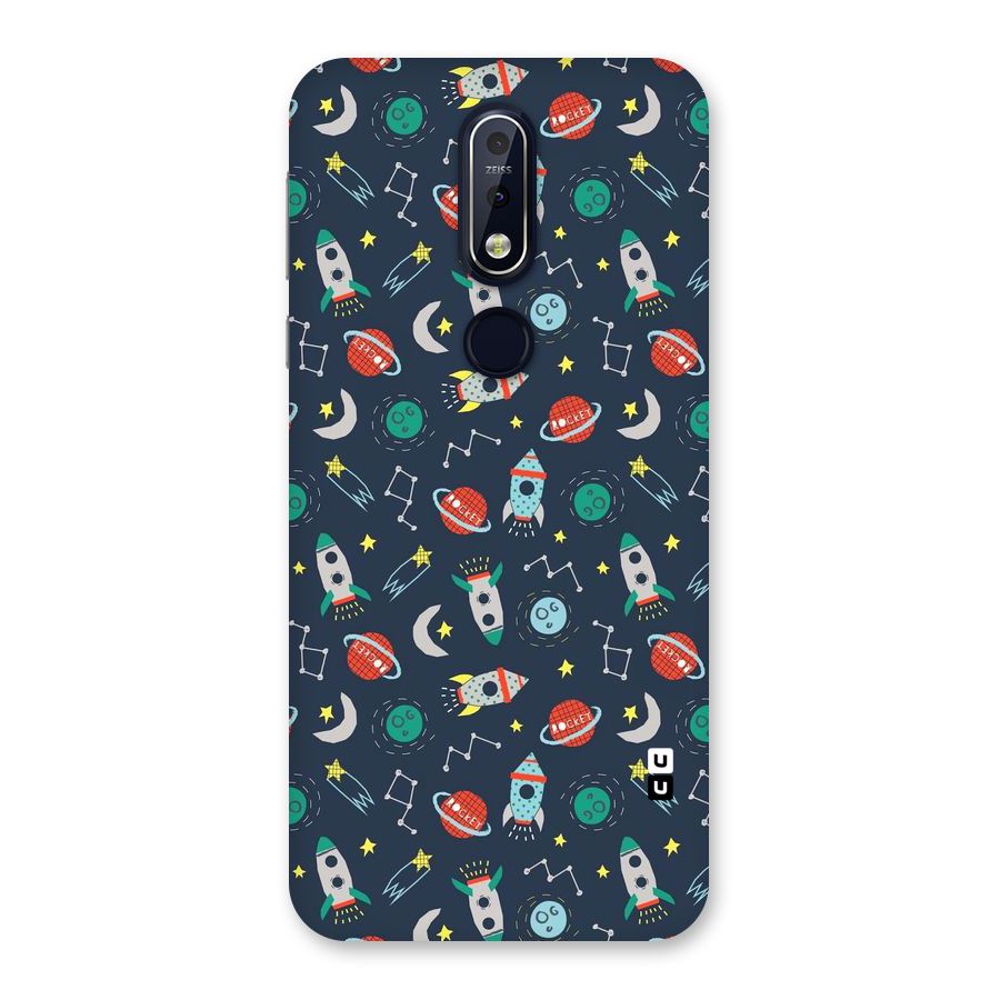 Space Rocket Pattern Back Case for Nokia 7.1
