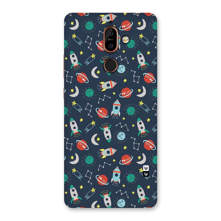 Space Rocket Pattern Back Case for Nokia 7 Plus