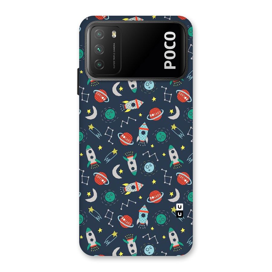 Space Rocket Pattern Back Case for Poco M3