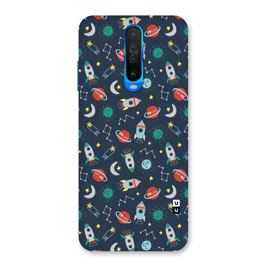 Space Rocket Pattern Back Case for Poco X2