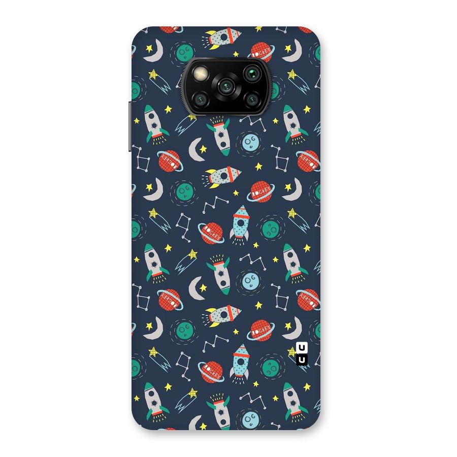 Space Rocket Pattern Back Case for Poco X3