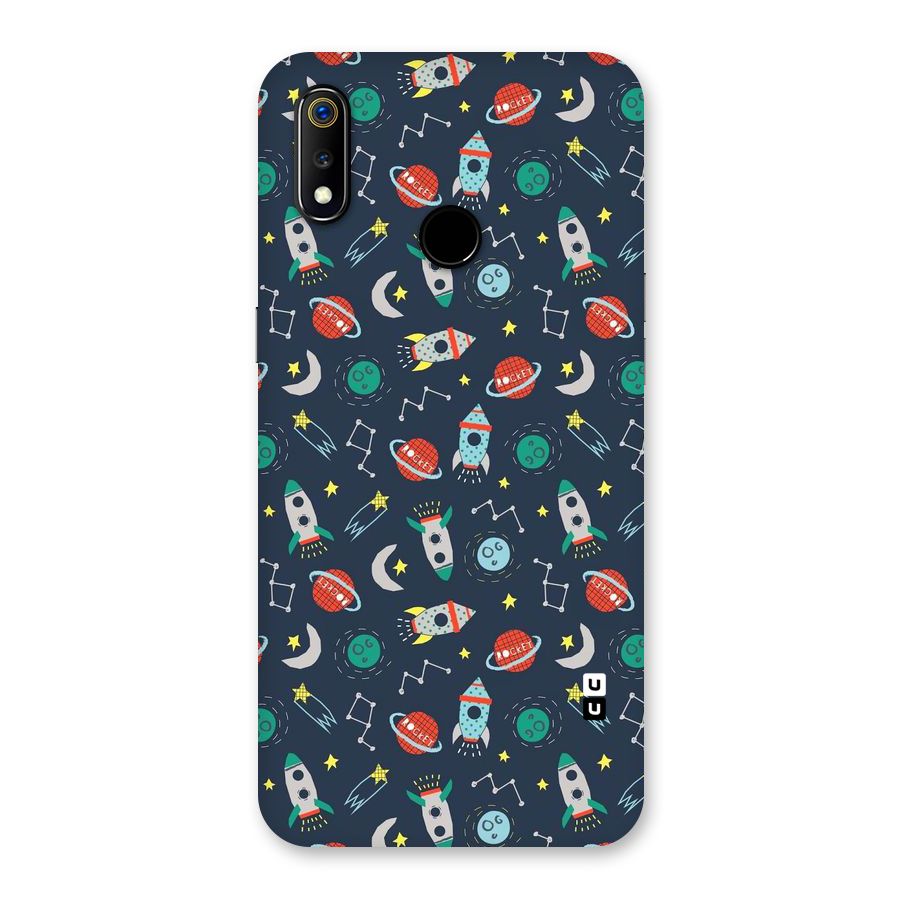 Space Rocket Pattern Back Case for Realme 3