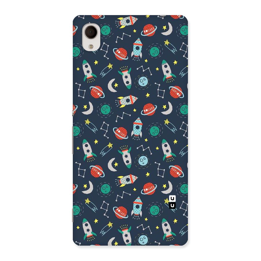 Space Rocket Pattern Back Case for Xperia M4 Aqua
