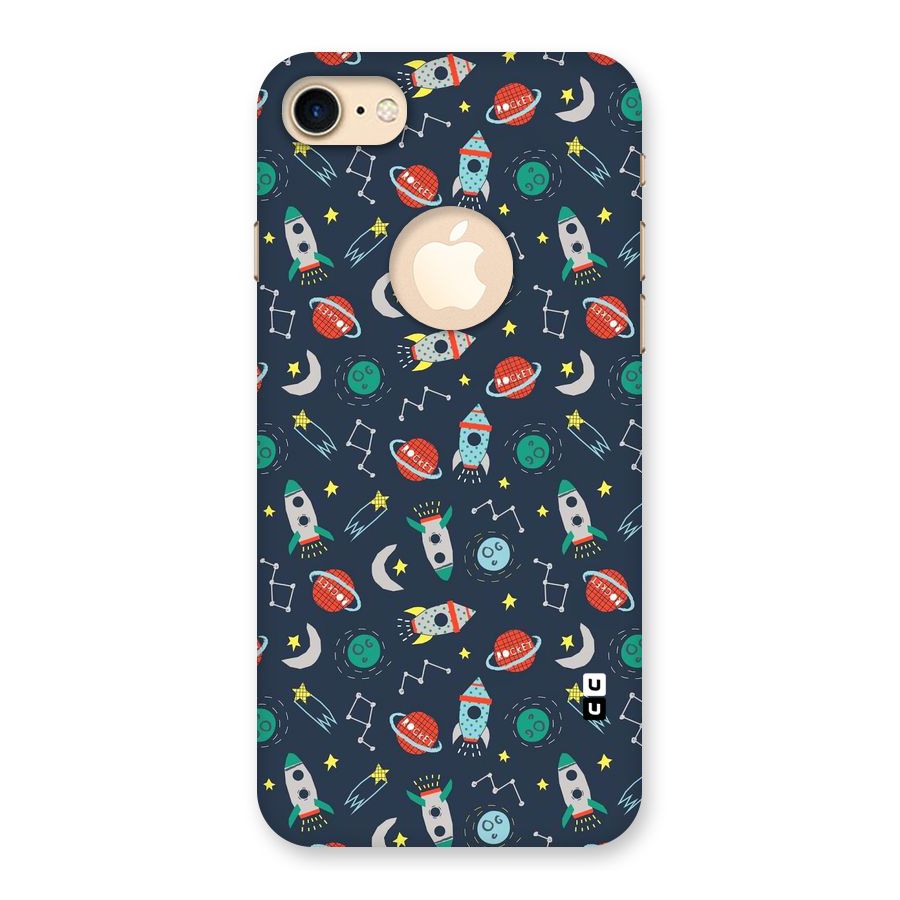 Space Rocket Pattern Back Case for iPhone 7 Logo Cut